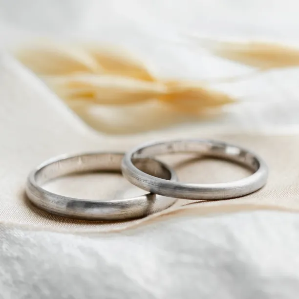 D-SHAPE mat wedding white gold rings ARIZONA Image