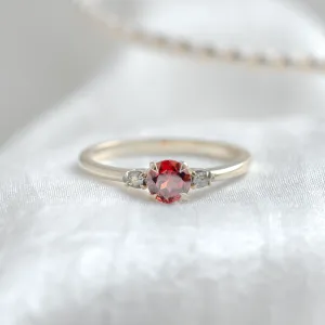 Gold ring with garnet and salt and pepper diamonds DRAGON Thumbnail