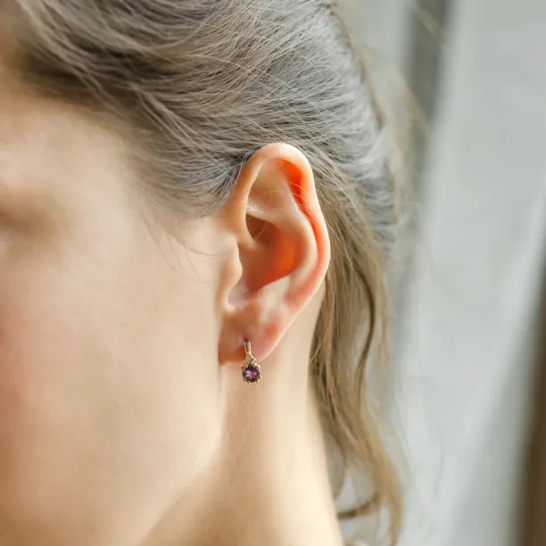 Amethyst and diamond gold earrings CALLIE Image
