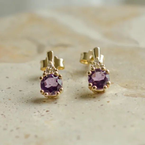 Amethyst and diamond gold earrings CALLIE Image