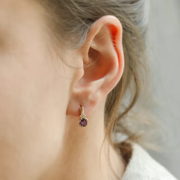 Amethyst and diamond gold earrings CALLIE Image
