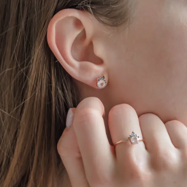 Earrings with morganite and salt and pepper diamonds BALLERINA Image
