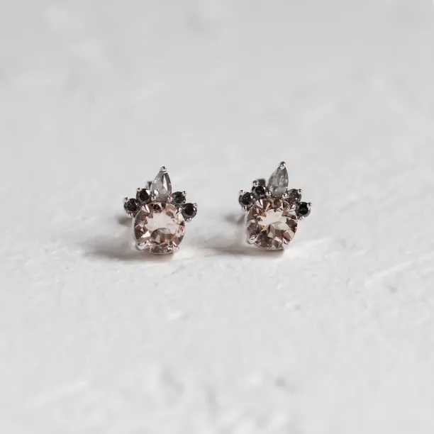 Earrings with morganite and salt and pepper diamonds BALLERINA Image