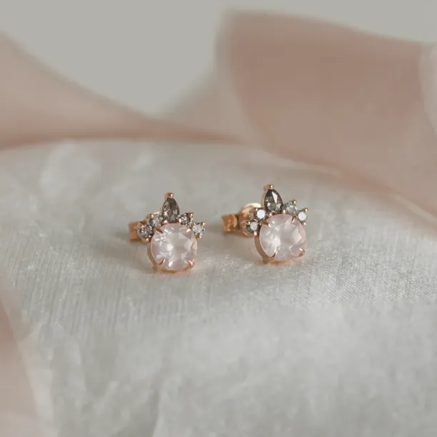 Earrings with morganite and salt and pepper diamonds BALLERINA Image