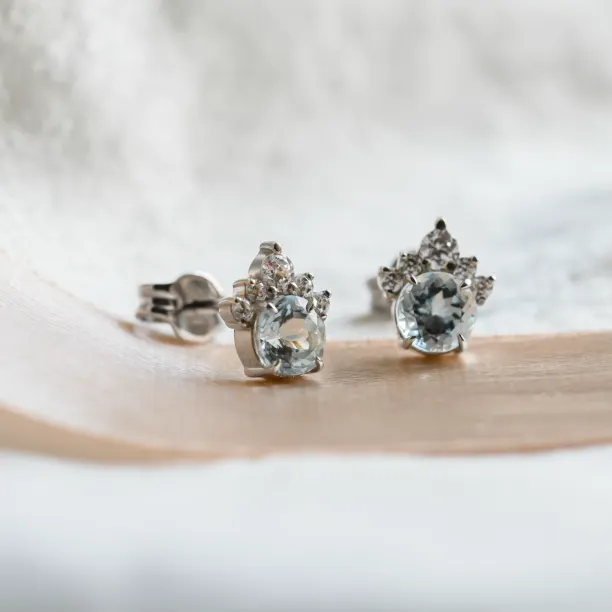 Gold earrings with aquamarines and diamonds DARIA Image