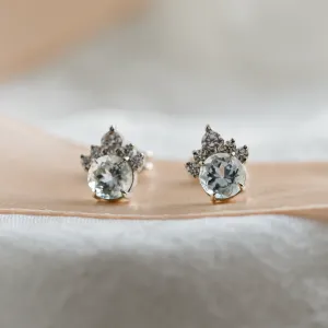 Gold earrings with aquamarines and diamonds DARIA Thumbnail