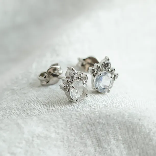 Gold earrings with moonstone and diamonds MONY Image