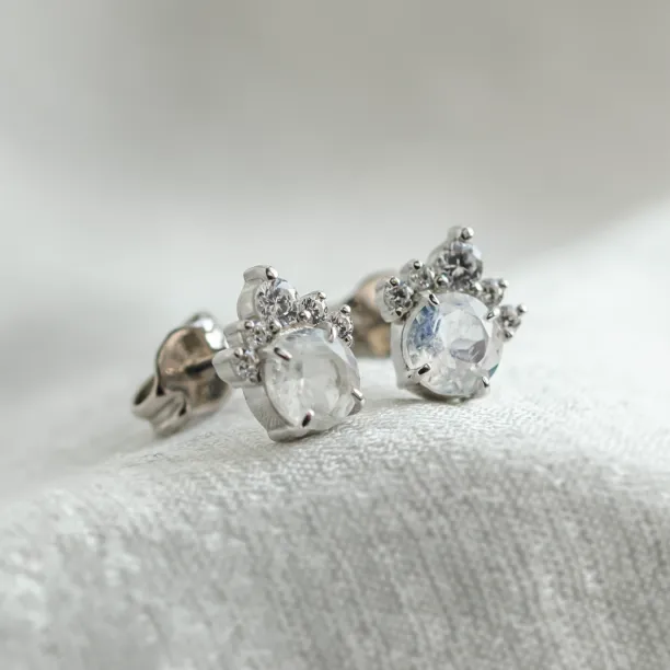 Gold earrings with moonstone and diamonds MONY Image