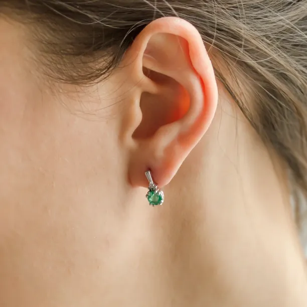 Gold emearld and diamond earrings LENNY Image