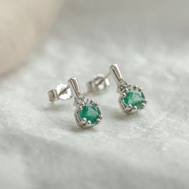 Gold emearld and diamond earrings LENNY Image