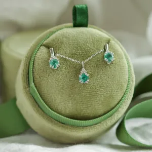 Gold emearld and diamond earrings LENNY Thumbnail