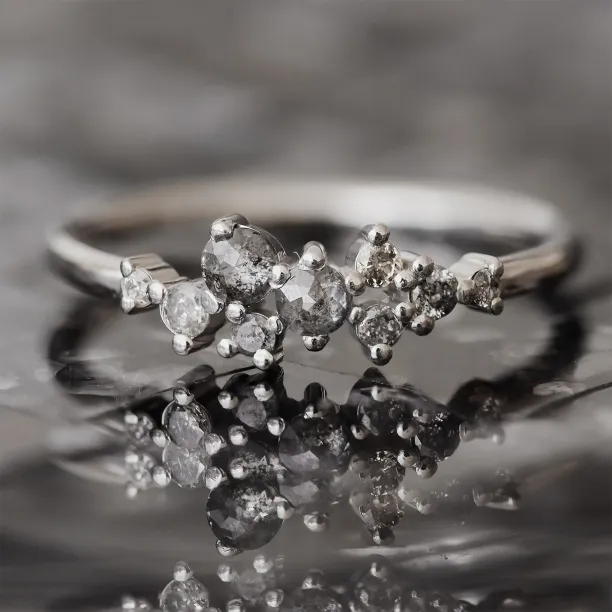 Gold ring with salt and pepper diamonds CLARA Image