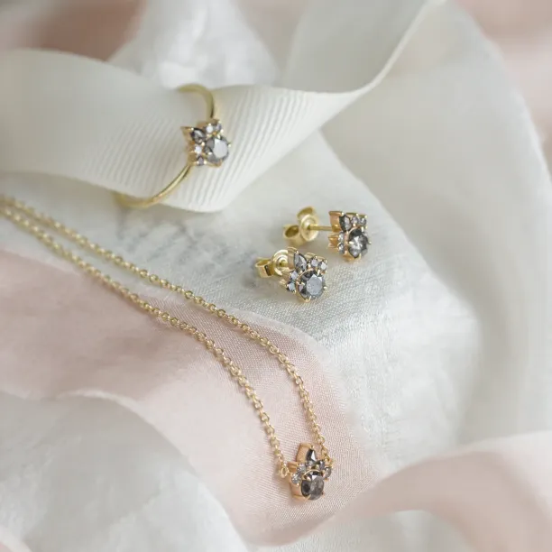 Romantic earrings with salt and pepper diamonds AURA Image