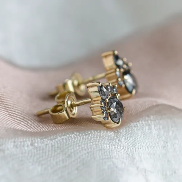Romantic earrings with salt and pepper diamonds AURA Image