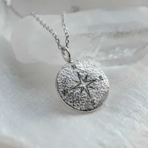 Gold necklace with atypical surface in compass design FAITH Thumbnail