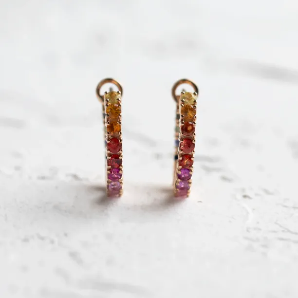 Rainbow sapphire hoop earrings 14K gold MOSAICA Image
