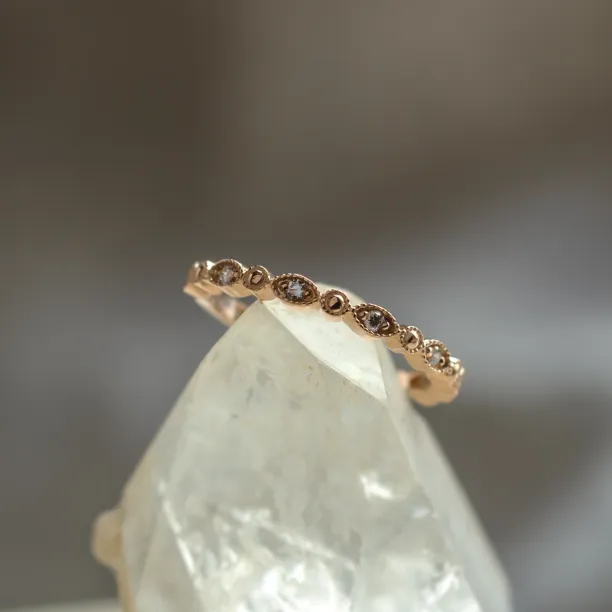Elegant ring with diamonds in half eternity design and in vintage style CHRISTINA Image