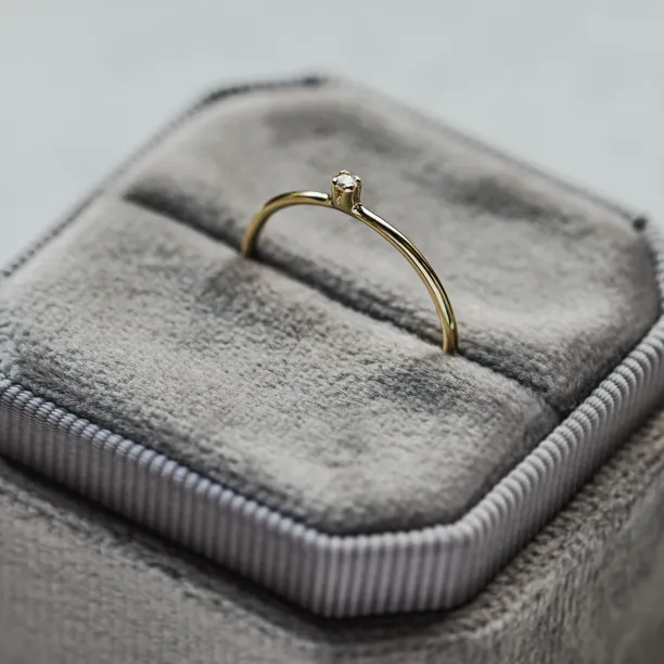 Gold minimalistic ring with diamond LAUDE Image