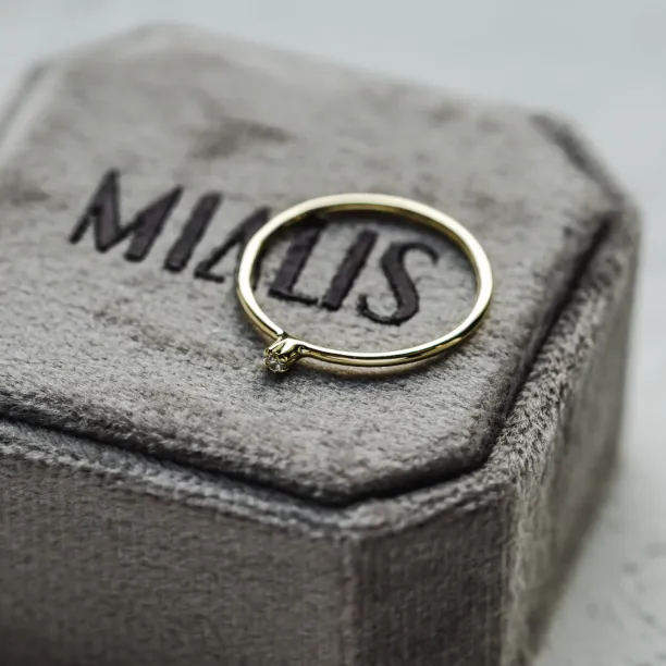 Gold minimalistic ring with diamond LAUDE Image