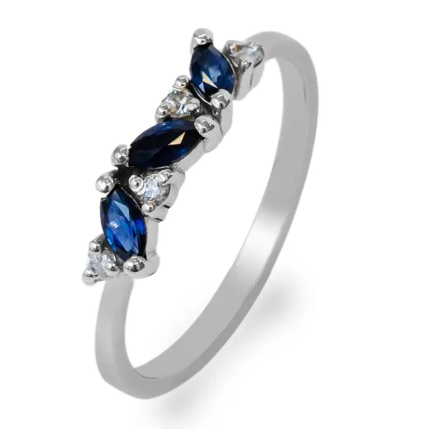 Gold ring with sapphires and round diamonds VALLY Image