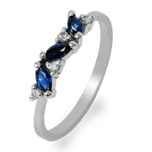 Gold ring with sapphires and round diamonds VALLY Thumbnail