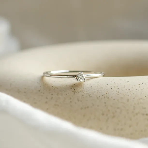Minimalist engagement ring with diamond NESSA Image