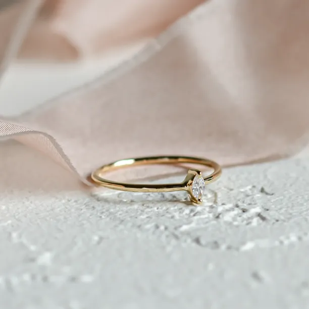 Minimalist engagement ring with marquise lab created diamond ANTOINE Image