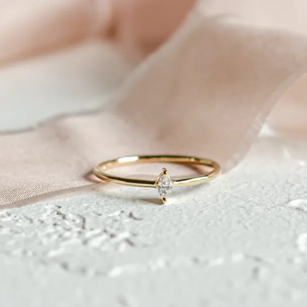 Minimalist engagement ring with marquise lab created diamond ANTOINE Image