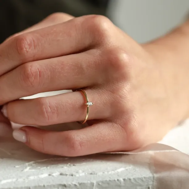 Minimalist engagement ring with marquise lab created diamond ANTOINE Image