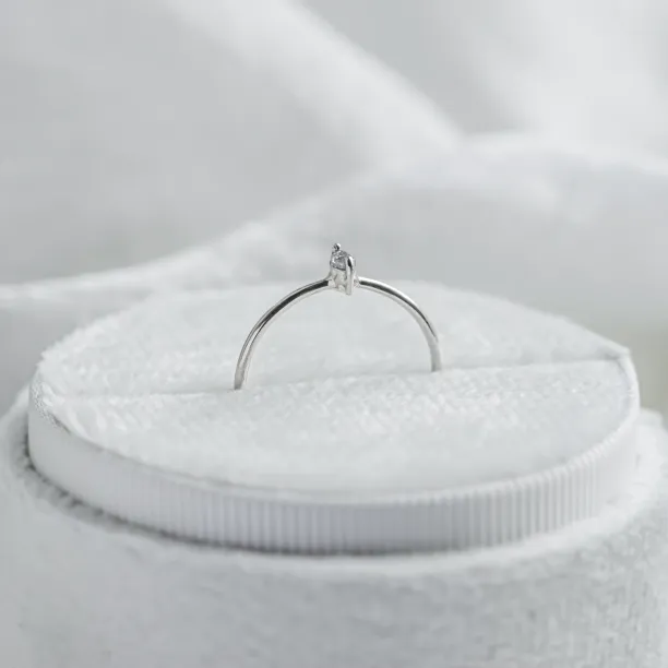 Minimalist engagement ring with marquise salt and pepper diamond MARKETA Image