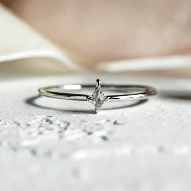 Minimalist ring with kite salt and pepper diamond KATE Image
