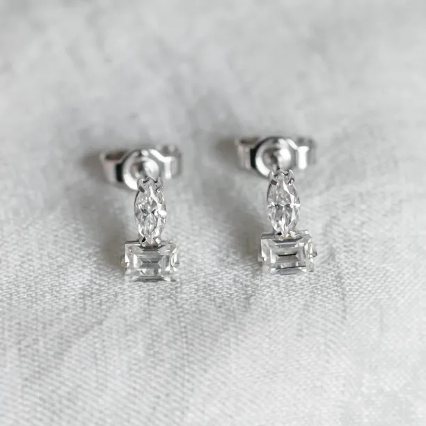 Earrings with baguette and marquise lab-grown diamonds ANNA Image