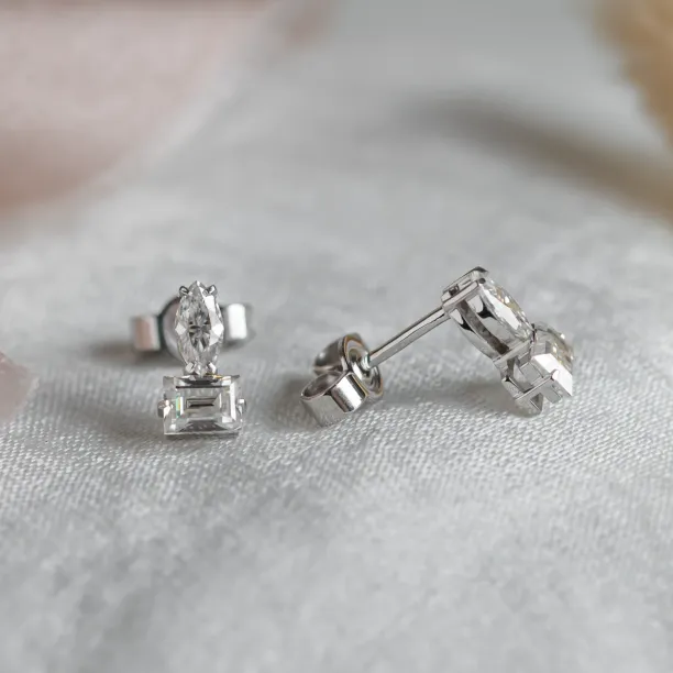 Earrings with baguette and marquise lab-grown diamonds ANNA Image