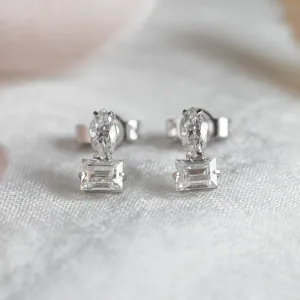 Earrings with baguette and marquise lab-grown diamonds ANNA
