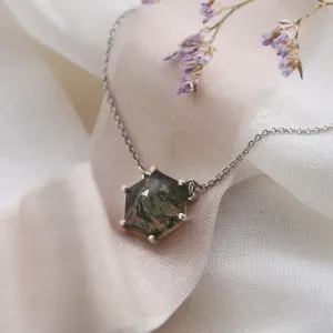 Gold pendant with hexagon moss agate ALISI Thumbnail