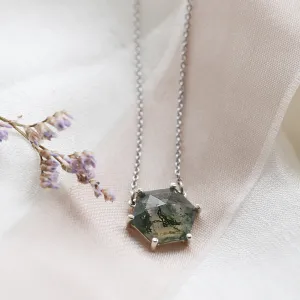 Gold pendant with hexagon moss agate ALISI Thumbnail