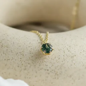Gold pendant with moss agate MEDA Thumbnail
