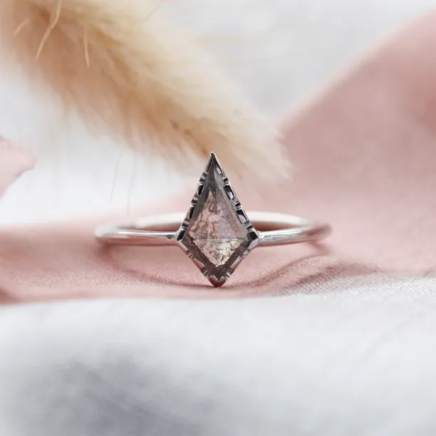 Gold ring with kite salt'n'pepper diamond BILL Image