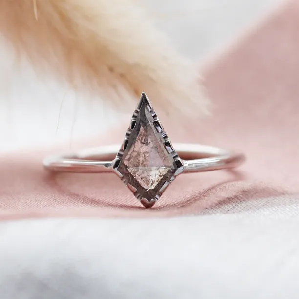 Gold ring with kite salt'n'pepper diamond BILL Image