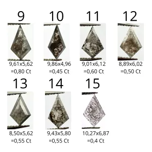 Gold ring with kite salt'n'pepper diamond BILL Thumbnail