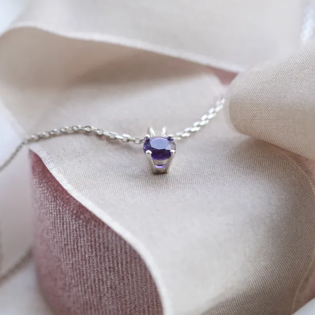 Gold necklace with purple amethyst SHANNON Image