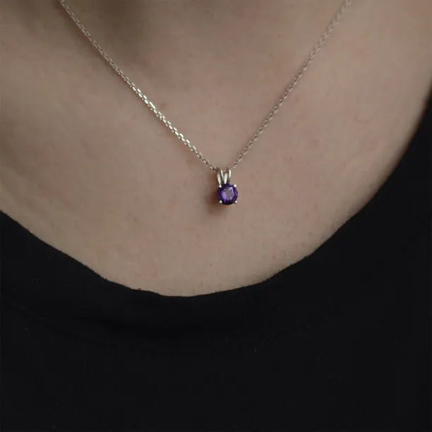 Gold necklace with purple amethyst SHANNON Image