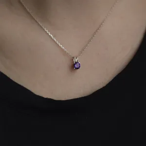 Gold necklace with purple amethyst SHANNON Thumbnail