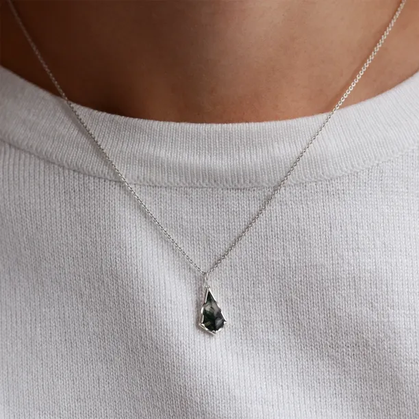 Moss agate pendant with diamond MATTIA Image