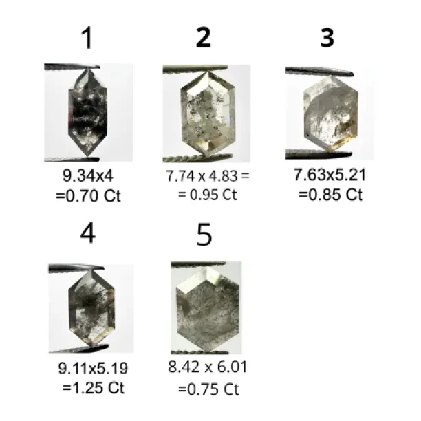 Gold necklace with hexagon salt and pepper diamond PERTH Image
