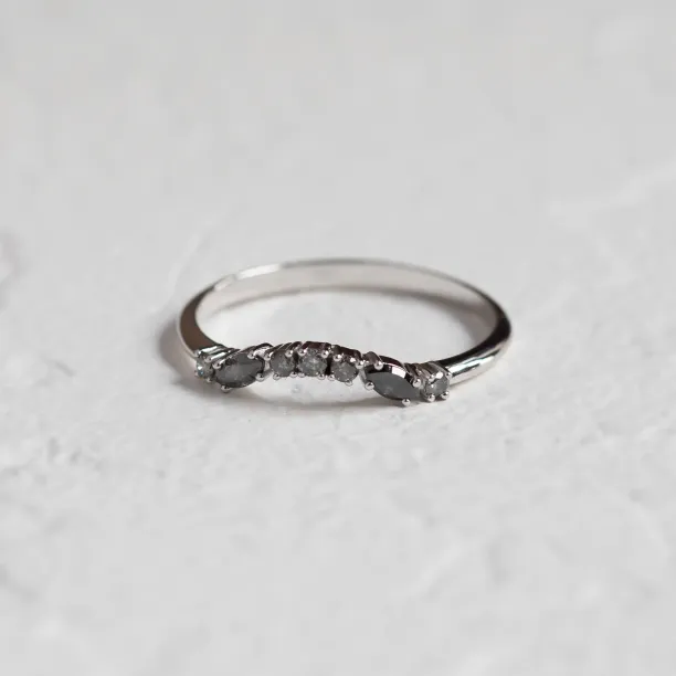 Curved wedding ring with salt and pepper diamonds WESTON Image