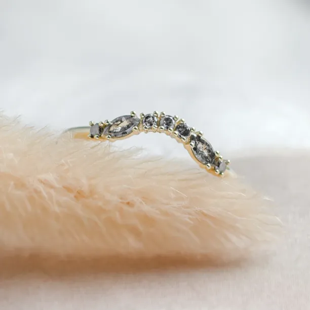 Curved wedding ring with salt and pepper diamonds WESTON Image