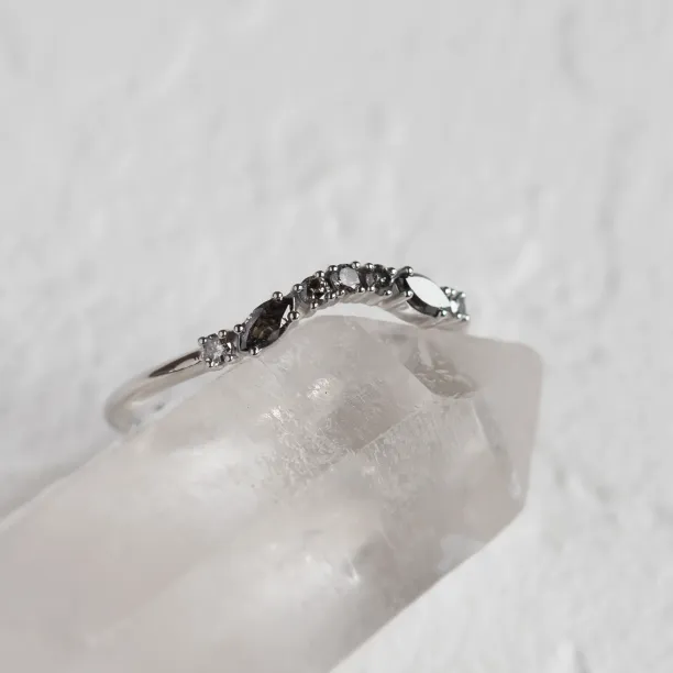 Curved wedding ring with salt and pepper diamonds WESTON Image
