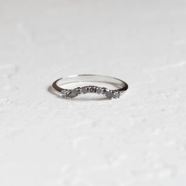 Curved wedding ring with salt and pepper diamonds WESTON Image