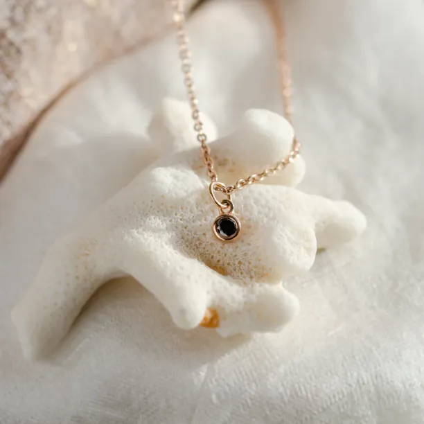 Gold bezel necklace with black diamond BLAKELEY Image